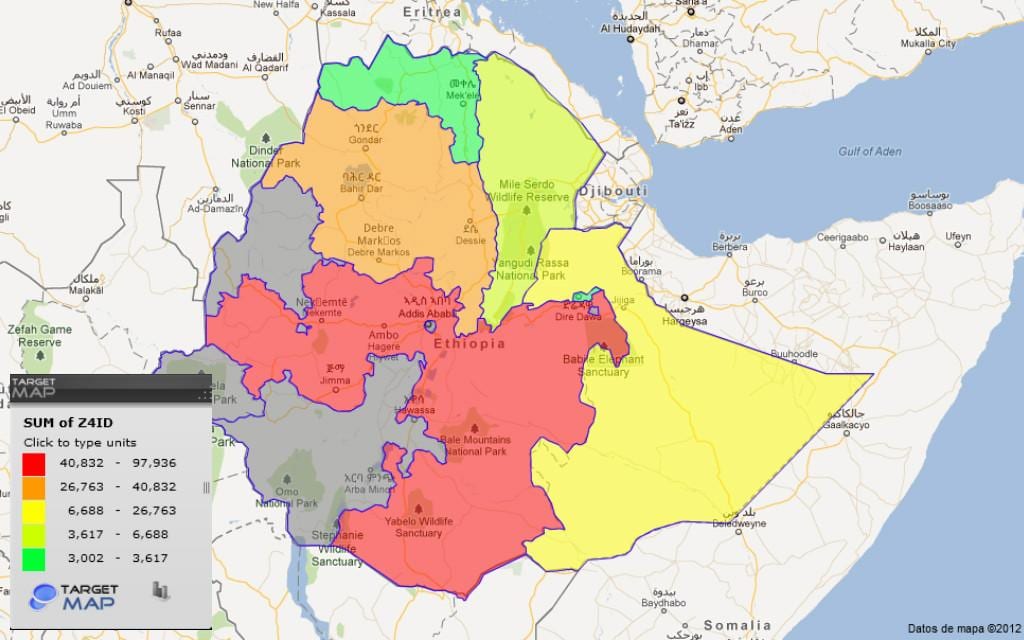 Покрајина Етиопији мапи