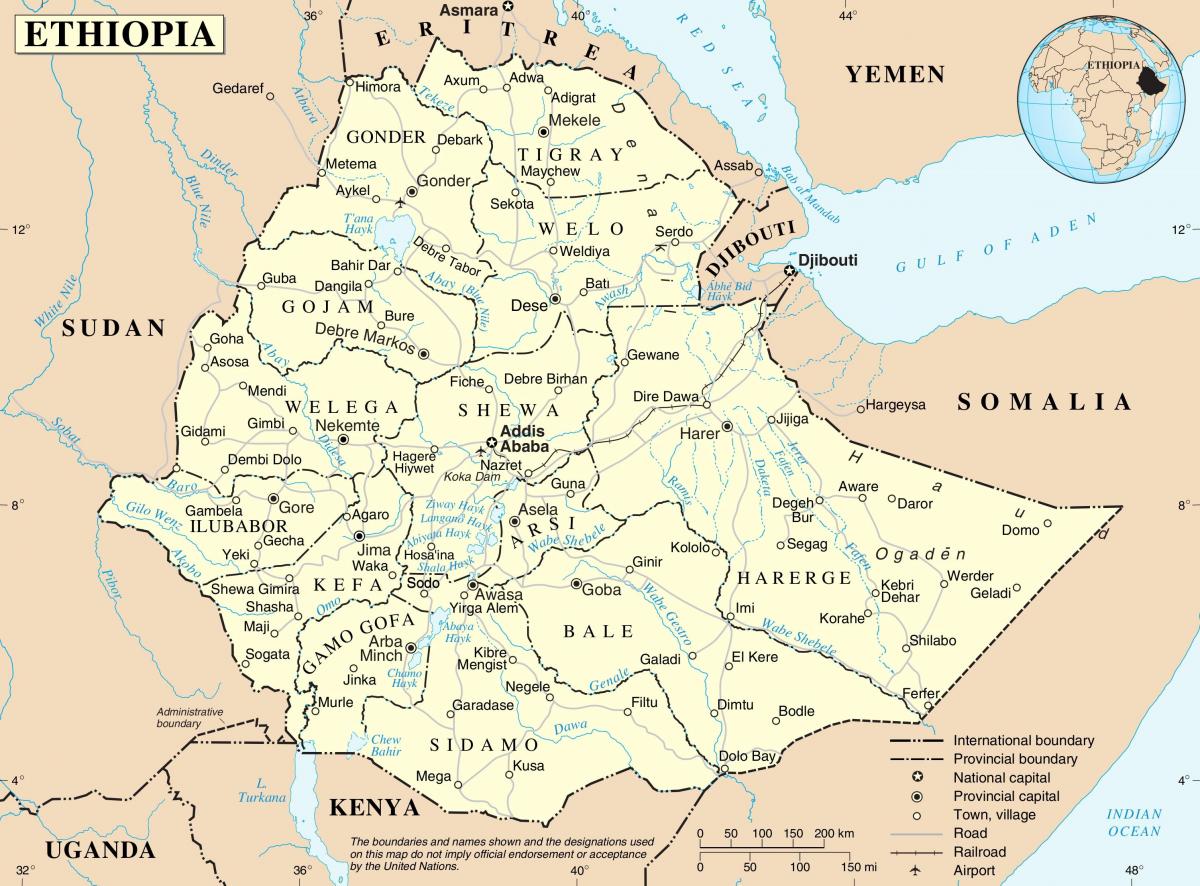 политичка карта Етиопији