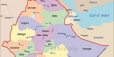 Етиопија картица са градовима
