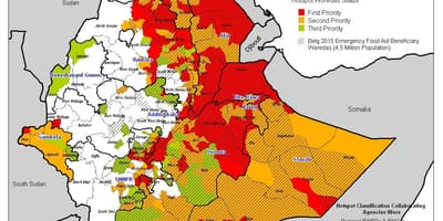 Карта Етиопији суша