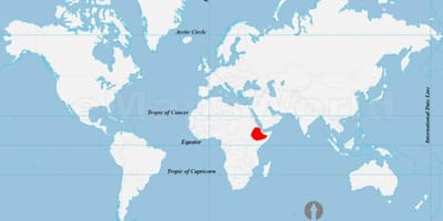 Карта Етиопији локација на свет